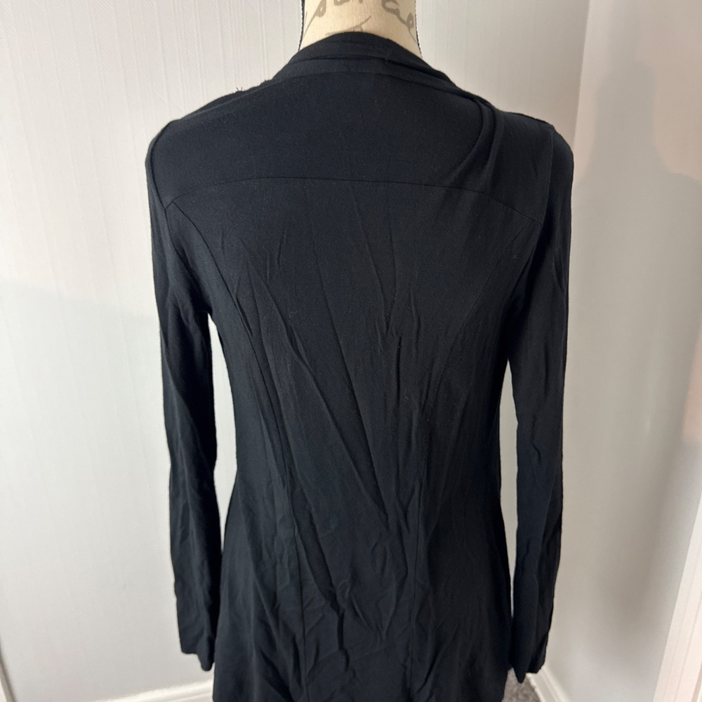 Lucy Women's small Drape Cowl Neck Wrap Solid Black Long Sleeve - Picture 4 of 6
